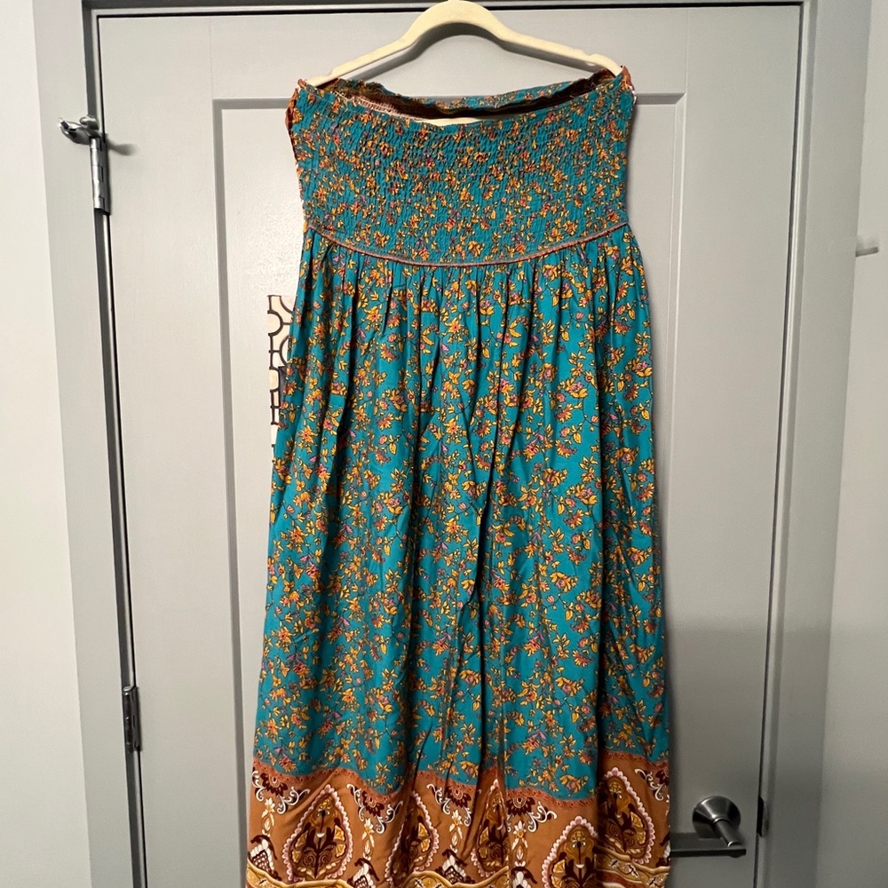 Floral Maxi Dress in Teal and Orange